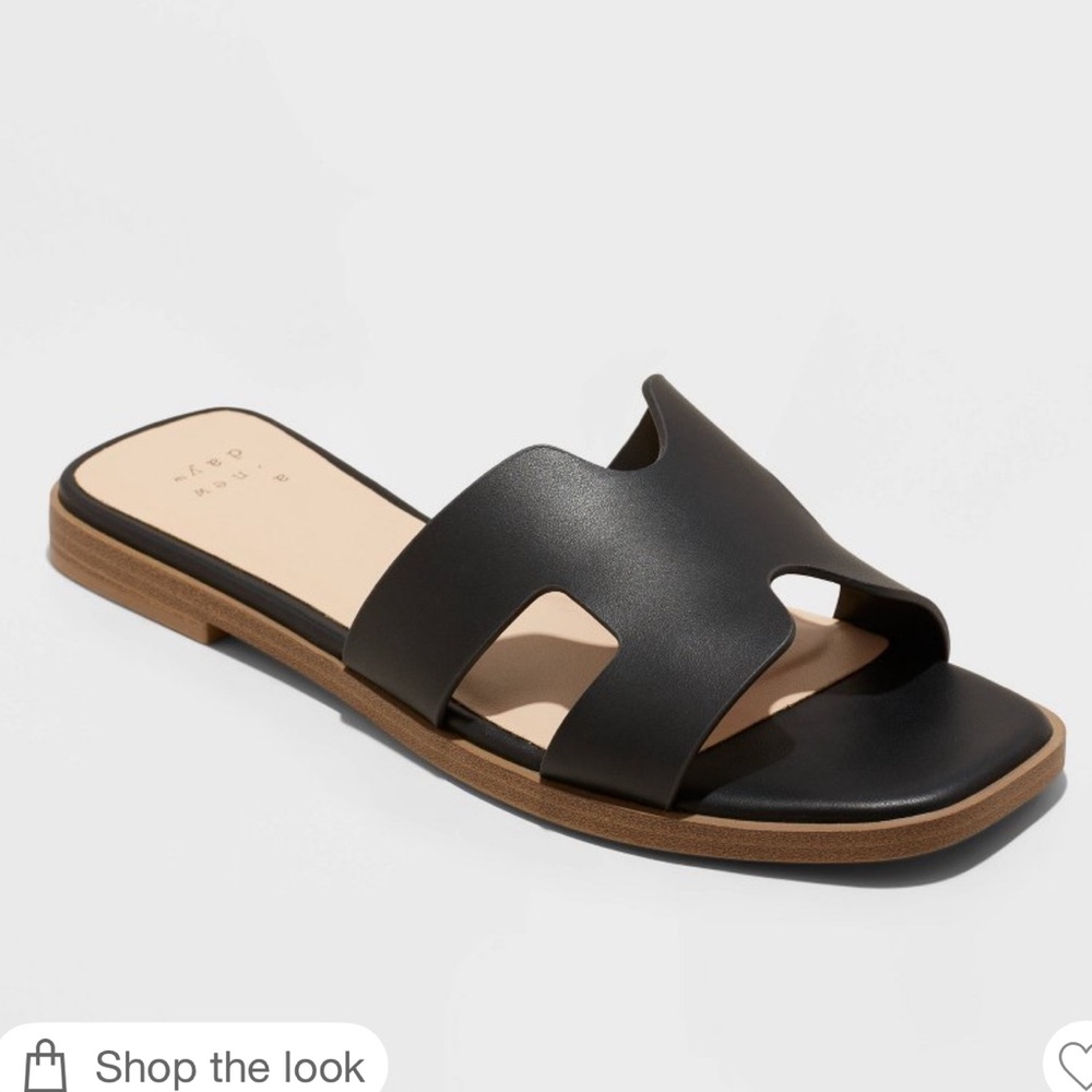 a new day Black Slide Sandals